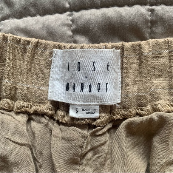 Lost + Wander Sun Tan Striped Linen Wide Leg Pant - Picture 5 of 7